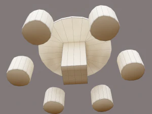 Round table with seats 3D Model