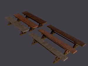 Wooden tables wide and thin 3D Model