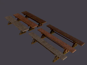 Holztische breit und d&uuml;nn 3D Modell