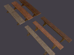 Wooden tables wide and thin 3D Model