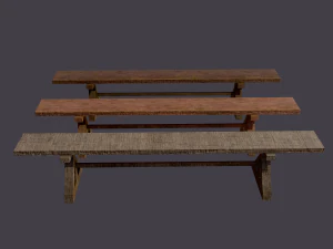 Wooden tables wide and thin 3D Model