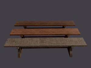 Wooden tables wide and thin 3D Model