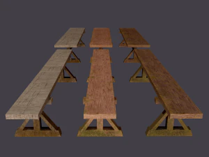 Wooden tables wide and thin 3D Model