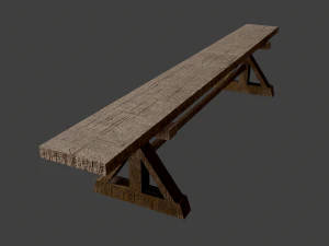 Wooden tables wide and thin 3D Model