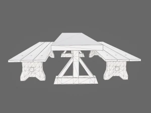 Wooden tables wide and thin 3D Model