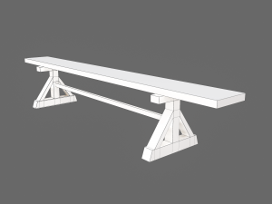 Wooden tables wide and thin Modèle 3D