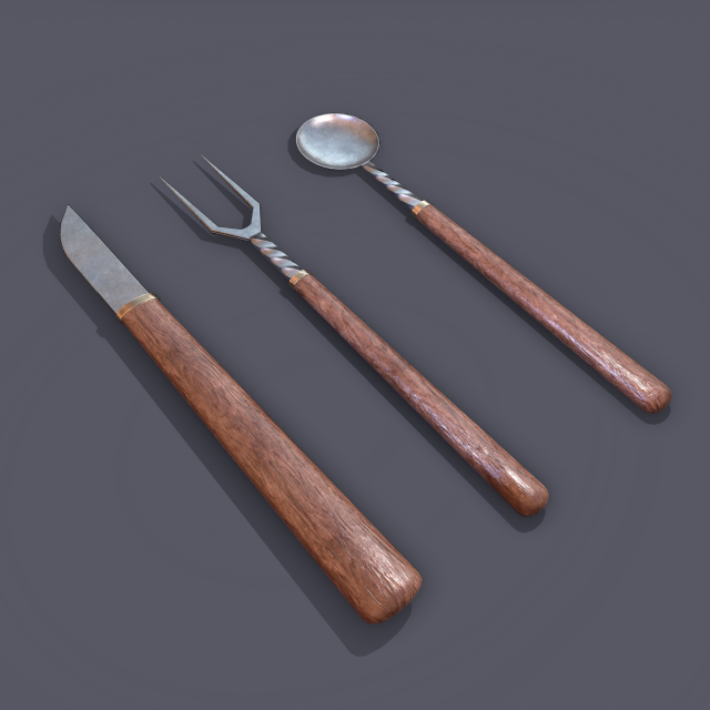 Medieval cutlery 3D Модель .c4d .max .obj .3ds .fbx .stl .blend 