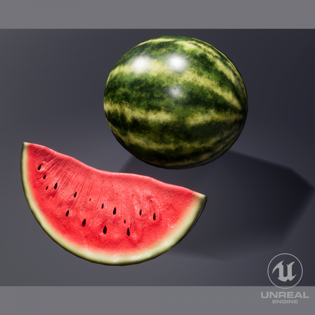 Watermelon 3D Model .c4d .max .obj .3ds .fbx .stl .blend 
