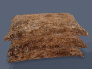Burlap sacks three straight 3D Model