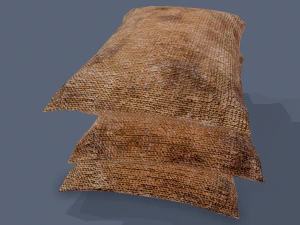 Burlap sacks three straight 3D Model