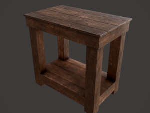 wooden bedside table 3D Model