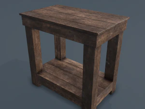 wooden bedside table 3D Model