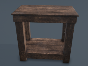wooden bedside table 3D 모델