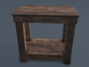 wooden bedside table 3D Model