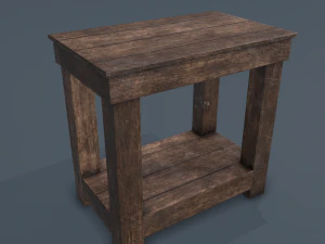 wooden bedside table 3D Model
