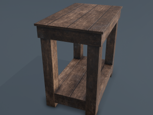wooden bedside table 3D 모델