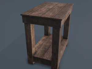 wooden bedside table 3D Model
