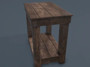 wooden bedside table 3D Model