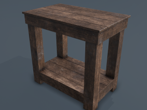 wooden bedside table 3D 모델