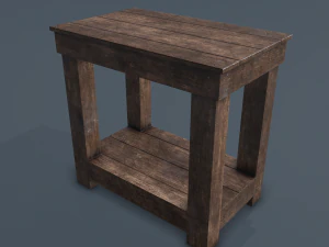 wooden bedside table 3D Model