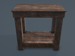 wooden bedside table 3D 모델