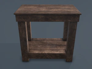 wooden bedside table 3D Model