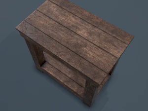wooden bedside table 3D Model