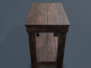 wooden bedside table 3D Model