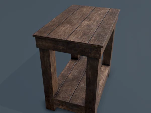 wooden bedside table 3D Model