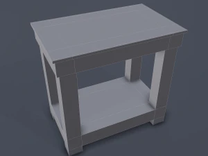 wooden bedside table 3D Model