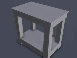 wooden bedside table 3D Model