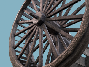 Water wheel wooden Modello 3D