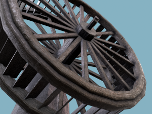 Water wheel wooden Modello 3D