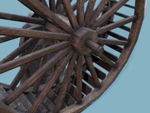 Water wheel wooden Modello 3D