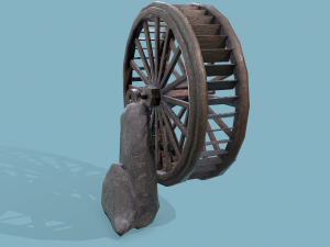 Water wheel wooden Modello 3D