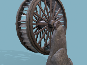 Water wheel wooden Modello 3D