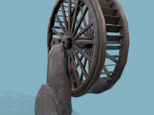 Water wheel wooden Modello 3D