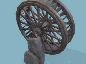Water wheel wooden Modello 3D