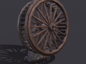 Water wheel wooden Modello 3D