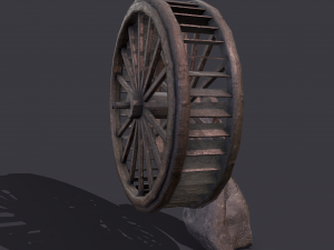 Water wheel wooden Modello 3D