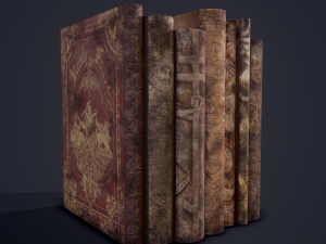 Medieval books row 1 design 1 3D Model