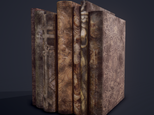 Medieval books row 1 design 1 3D Model