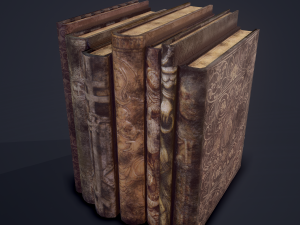 Medieval books row 1 design 1 3D Model