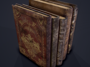 Medieval books row 1 design 1 3D Model