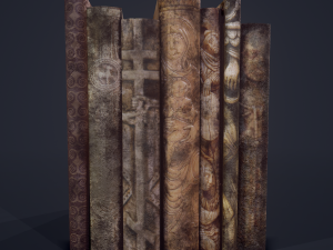 Medieval books row 1 design 1 3D Model