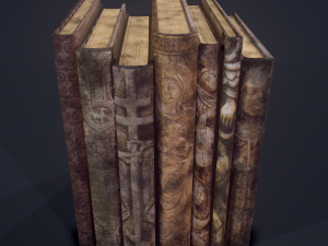 Medieval books row 1 design 1 3D Model