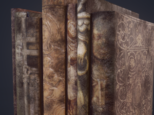 Medieval books row 1 design 1 3D Model