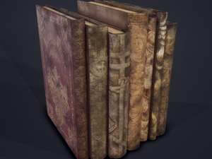 Medieval books row 1 design 1 3D Model