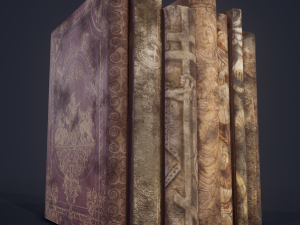Medieval books row 1 design 1 3D Model