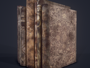 Medieval books row 1 design 1 3D Model